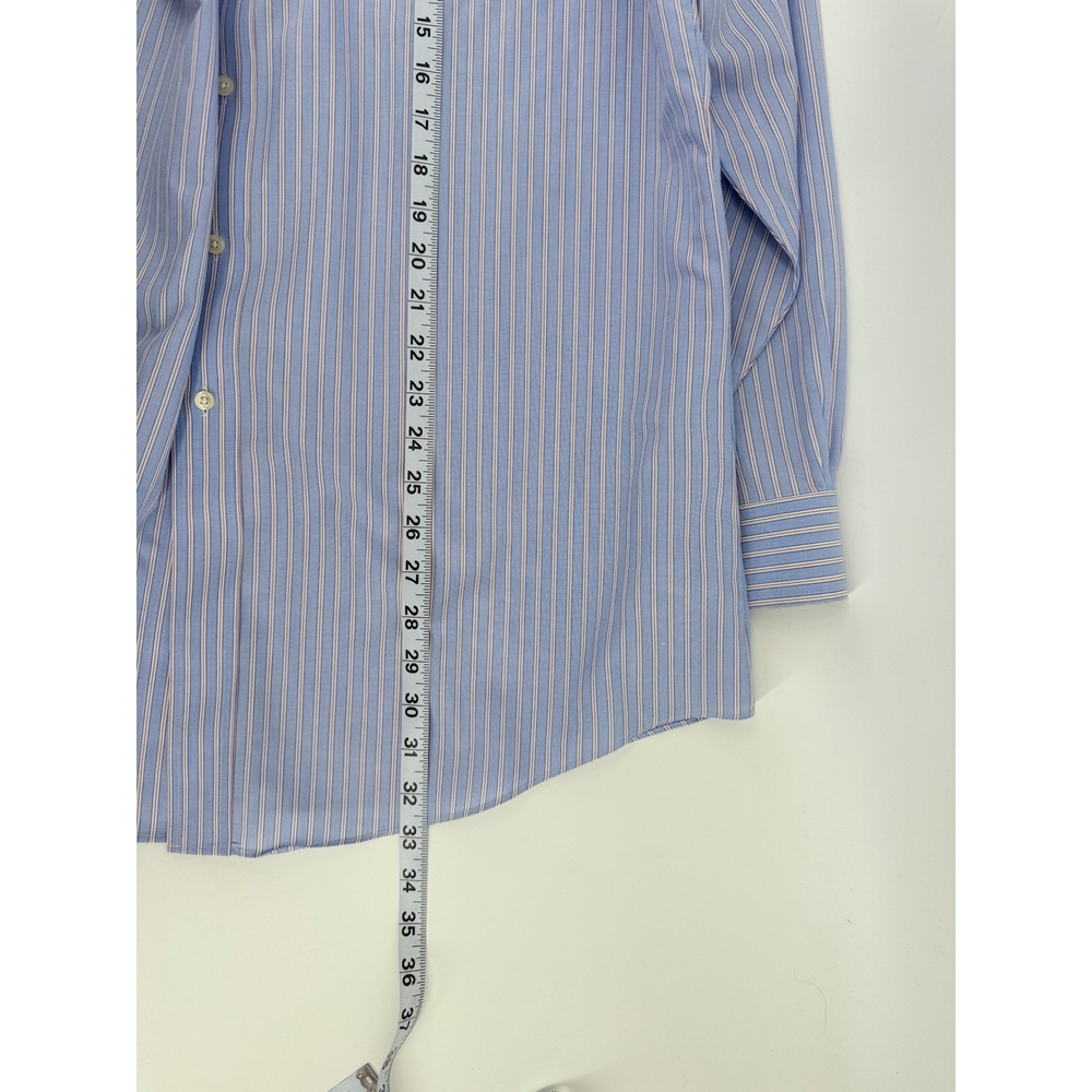 Brooks Brothers Regent Shirt Mens 17.5 35 Blue Stripe Non-Iron Supima Cotton - Picture 5 of 8
